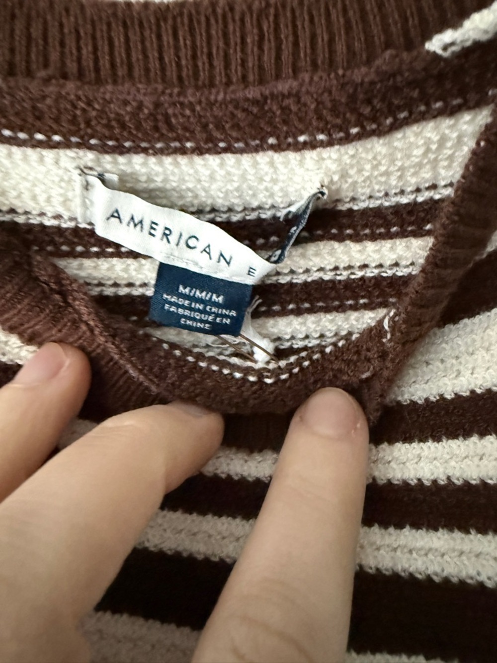 American Eagle Outfitters Brown & Cream Striped sweater Crop Tank Top NWT - Picture 2 of 5